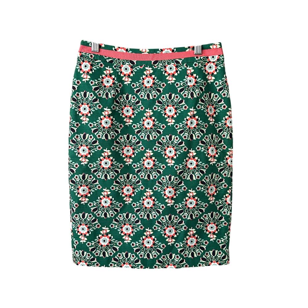 Boden Green Floral Pencil Skirt Size 2 Petite
